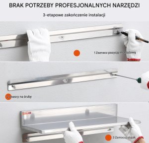 Półka Ścienna ze Stali Nierdzewnej 40,6 cm 5