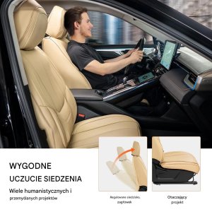 Vevor Pokrowce na siedzenia 6 szt. ekoskóra uniwersalne na przednie fotele beżowe 12