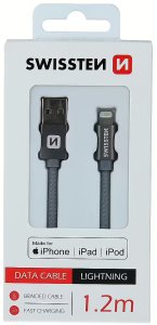 Kabel USB Swissten USB-A - Lightning 1.2 m Czarny (8595217455757) 2