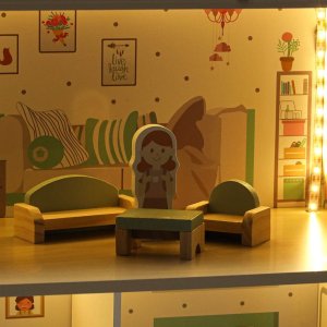 Domek dla lalek drewniany LULILO Peonio 70cm LED róż Kik Sp. z o. o. Sp. k. 13