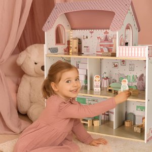 Domek dla lalek drewniany LULILO Peonio 70cm LED róż Kik Sp. z o. o. Sp. k. 16