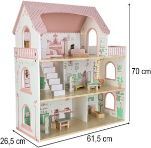 Domek dla lalek drewniany LULILO Peonio 70cm LED róż Kik Sp. z o. o. Sp. k. 17