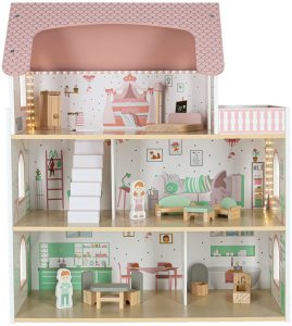 Domek dla lalek drewniany LULILO Peonio 70cm LED róż Kik Sp. z o. o. Sp. k. 3