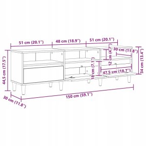 Szafka pod telewizor z szufladą Czarny dąb 150 x 30 x 45 cm Lumarko! 12