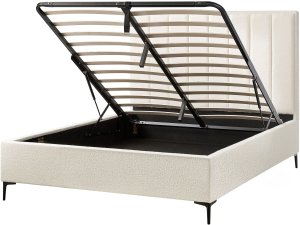 Łóżko z pojemnikiem Boucle SEZANNE 160 x 200 cm Złamana biel 4