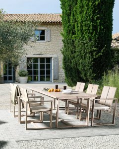 Zestaw 6 krzeseł ogrodowych z poduszkami AZZANELLO Drewno akacjowe Złamana biel 2