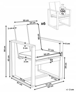 Zestaw 6 krzeseł ogrodowych z poduszkami AZZANELLO Drewno akacjowe Złamana biel 3
