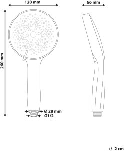 Słuchawka prysznicowa z wężem ICHMA 5 funkcji Złoty 3