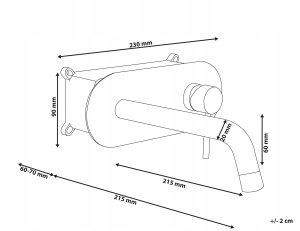 Bateria umywalkowa podtynkowa GUAIBA Mosiądz Złoty 3
