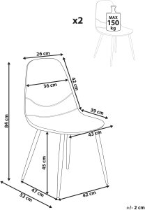 Zestaw 2 krzeseł do jadalni HILDEN Sztruks Biały 3