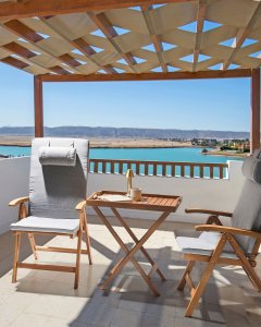 Zestaw 2 krzeseł ogrodowych z poduszkami JAVA PREMIUM Drewno akacjowe Szary melanż 2