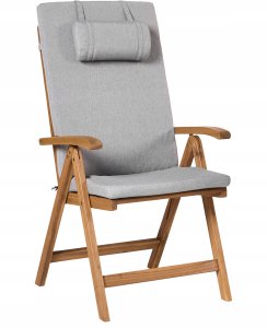 Zestaw 2 krzeseł ogrodowych z poduszkami JAVA PREMIUM Drewno akacjowe Szary melanż 4