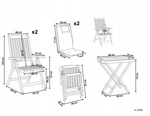 Zestaw mebli balkonowych JAVA PREMIUIM Drewno akacjowe Jasnobeżowy 3
