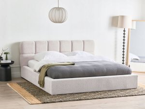 Łóżko z pojemnikiem Boucle BASTON 180 x 200 cm Jasnobeżowy 2