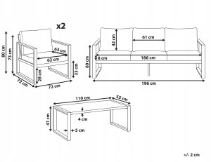 Zestaw ogrodowy ze stolikiem dla 5 osób GELSO Metal Ciemnoszary 3