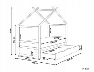 Łóżko dziecięce Domek Drewno sosnowe ORGEVAL 90 x 200 cm ze schowkiem Jasnobrązowy 3