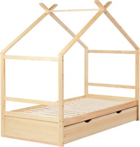 Łóżko dziecięce Domek Drewno sosnowe ORGEVAL 90 x 200 cm ze schowkiem Jasnobrązowy 5