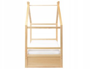 Łóżko dziecięce Domek Drewno sosnowe ORGEVAL 90 x 200 cm ze schowkiem Jasnobrązowy 7