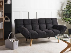 Sofa rozkładana dla 2 osób INGARO Boucle Czarny 2