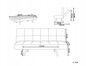 Sofa rozkładana dla 2 osób INGARO Boucle Czarny 3