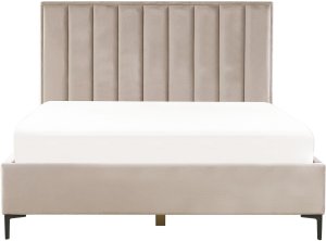 Łóżko z pojemnikiem Welur SEZANNE 180 x 200 cm Beżowoszary 5