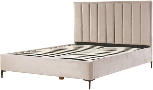 Łóżko z pojemnikiem Welur SEZANNE 180 x 200 cm Beżowoszary 6
