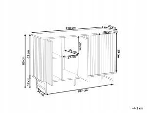 Szafka 4-drzwiowa GLASTONBURY Marmur/ czarny 3