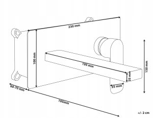 Bateria umywalkowa podtynkowa DICHATO Mosiądz Czarny 3