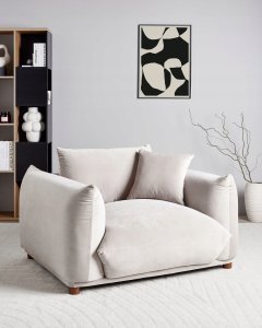 Fotel LUVOS Welur Beżowoszary 2