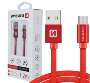 Kabel USB Swissten USB-A - microUSB 3 m Czerwony (8595217456945) 6