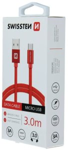 Kabel USB Swissten USB-A - microUSB 3 m Czerwony (8595217456945) 9