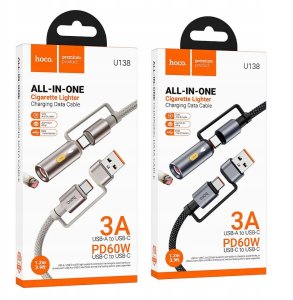 Kabel USB Hoco USB-A + USB-C - USB-C 1.2 m Szary 5