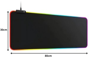 Podkładka gamingowa podświetlana rgb xl 80x30 pod myszkę klawiaturę usb 2