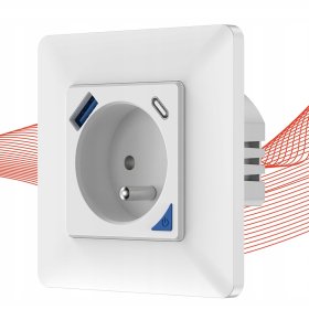 Schneider Electric T400U PSMART Smart gniazdo białe Wi-Fi TUYA pomiar USB+USB-C 2