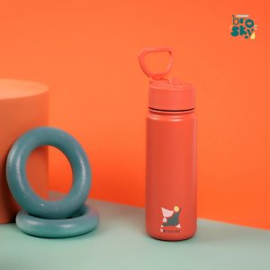 Brosky Abstract Ceglasta stalowa butelka termiczna ze słomką 550 ml 3