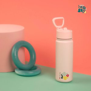 Brosky Abstract Różowa stalowa butelka termiczna ze słomką 550 ml 4