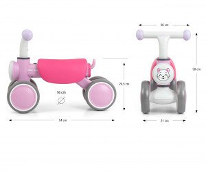 Rowerek biegowy Milly Mally Pojazd York Pink 12