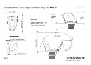 Ładowarka samochodowa 2x USB 12/24V Scanstrut SC-USB-01 5