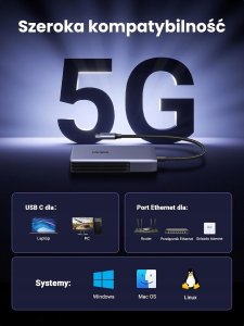 Adapter sieciowy Ugreen UGCM848USB-C do RJ45 , 5GbE (czarny) 3
