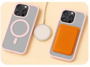 Hello Case Etui do Apple iPhone 16 Pro (Do Magsafe, Przezroczyste, Jasnoróżowe) Szkło 3