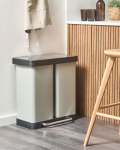 Kosz na śmieci z pedałem dwukomorowy 60 L ECOSORT Metal Jasnozielony 2