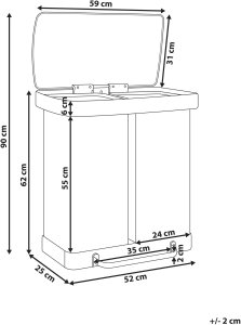 Kosz na śmieci z pedałem dwukomorowy 60 L ECOSORT Metal Jasnozielony 3