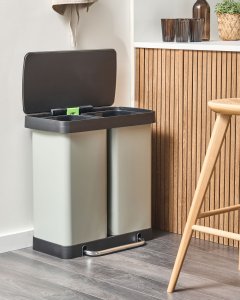 Kosz na śmieci z pedałem dwukomorowy 60 L ECOSORT Metal Jasnozielony 4