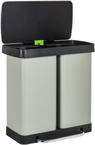 Kosz na śmieci z pedałem dwukomorowy 60 L ECOSORT Metal Jasnozielony 5