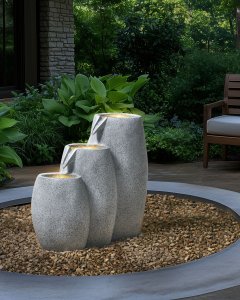 Fontanna ogrodowa z LED szara ARKLE 2