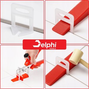 SYSTEM POZIOMOWANIA PŁYTEK ZESTAW 500x KLIPSY 1,5mm 100x KLINY SZCZYPCE 3