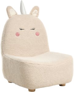 Toaletka dziecięca z taboretem Fotel dziecięcy Jednorożec LULEA Boucle Jasnobeżowy 4