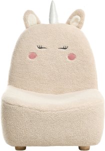 Toaletka dziecięca z taboretem Fotel dziecięcy Jednorożec LULEA Boucle Jasnobeżowy 5