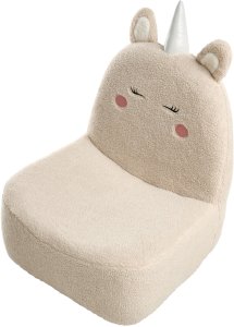 Toaletka dziecięca z taboretem Fotel dziecięcy Jednorożec LULEA Boucle Jasnobeżowy 7