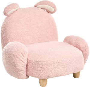 Toaletka dziecięca z taboretem Fotel dziecięcy Królik KANNA Boucle Pastelowy róż 4